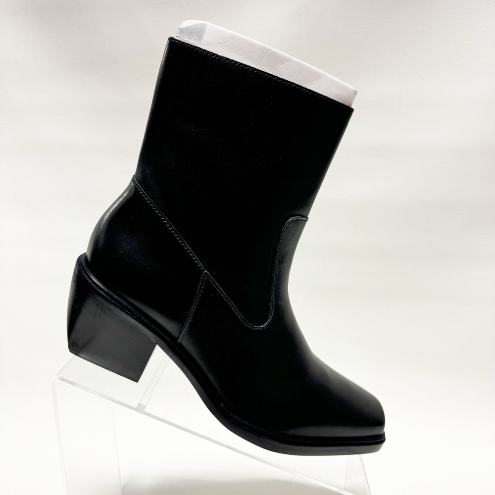Matisse Ezra Womens Black Leather Square Toe Block Heel Boots Size 8 M